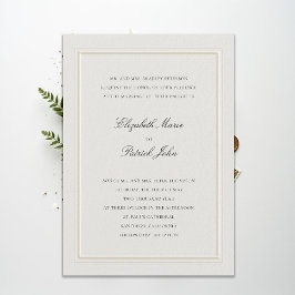 Formal Modern Classic Elevated Frame Ecru Wedding Inbjudningar