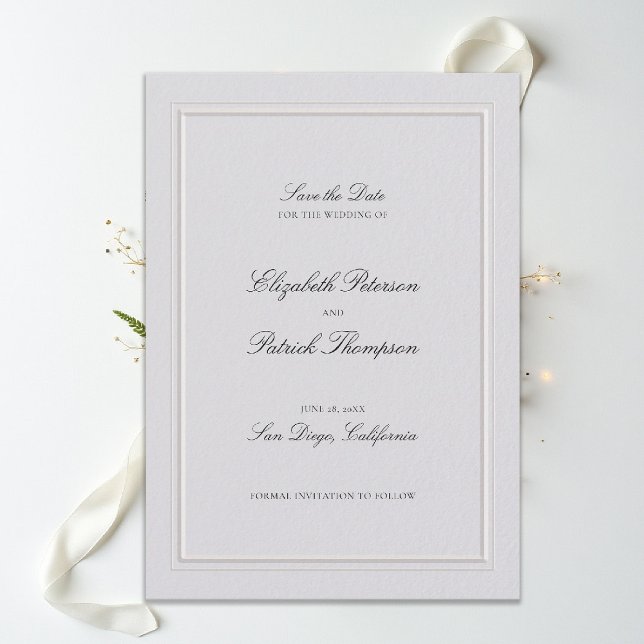 Formal Modern Classic Elevated Frame Ivory Wedding Spara Datumet (modern classic wedding invitation double frame elevated ivory formal traditional calligraphy )