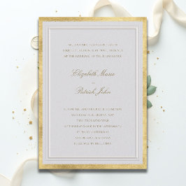 Formal Modern Classic Elevated Gold Ivory Wedding Inbjudningar
