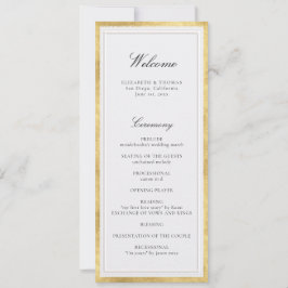 Formal Modern Classic Pearl Gold Wedding Program