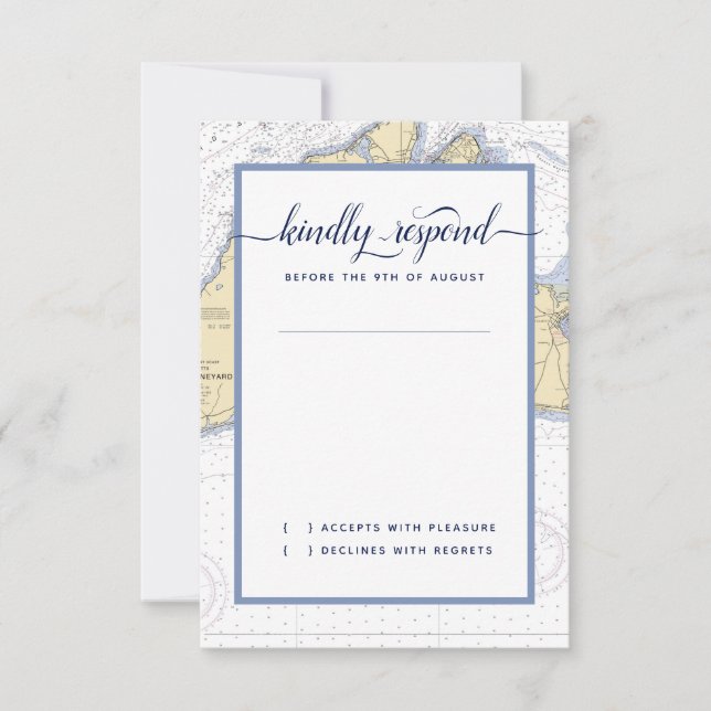 Formal Nautical Bröllop Martha's Vineyard OSA Kort (Framsida)