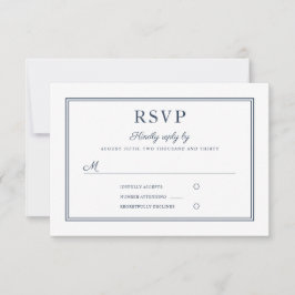 Formal Navy Blue Script Wedding RSVP Card OSA Kort