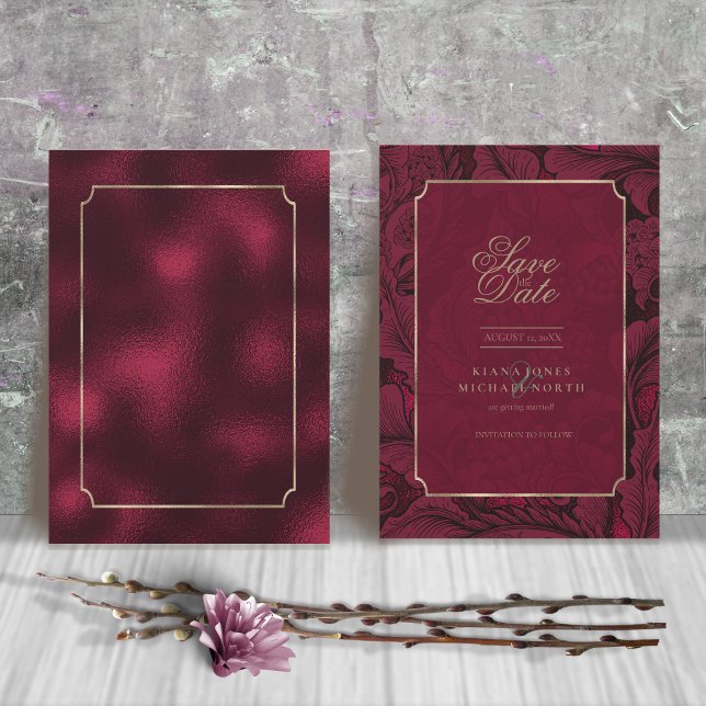 Formal Paisley Bröllop Burgundy ID767 Spara Datumet (Skapare uppladdad)