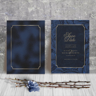 Formal Paisley Bröllop Navy Blue ID767 Spara Datumet