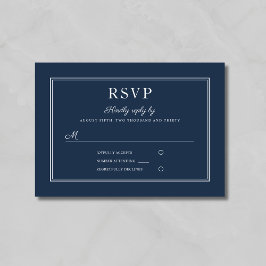 Formal Script Navy Blue Wedding RSVP Card OSA Kort