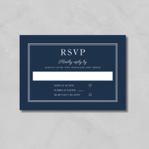 Formal Script Navy Blue Wedding RSVP Card