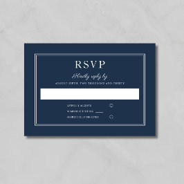 Formal Script Navy Blue Wedding RSVP Card OSA Kort
