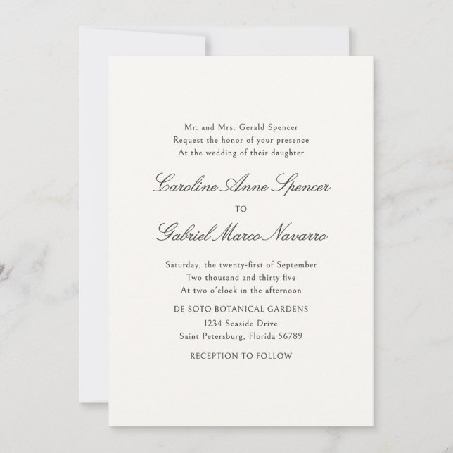 Formal Simple Classic Wedding Invitation Inbjudningar (Framsida)