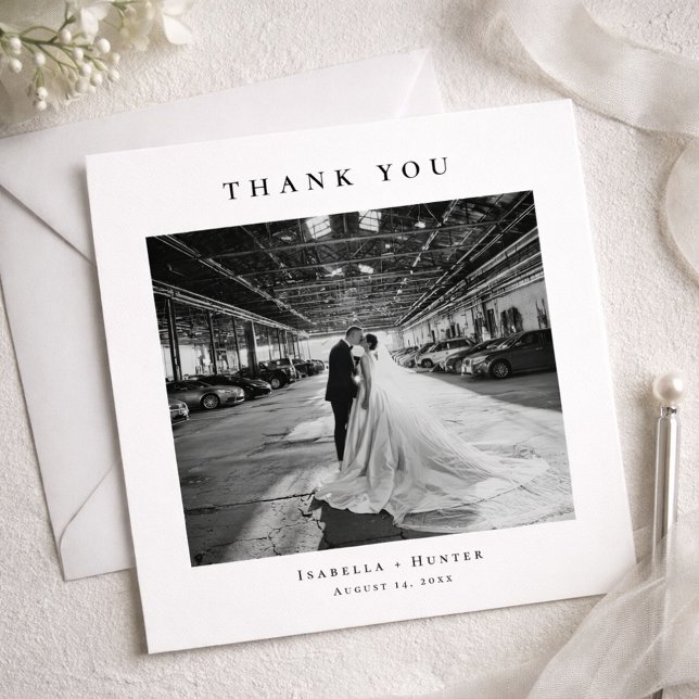 Formal Wedding Photo Thank You Card With Note Tack Kort (Skapare uppladdad)