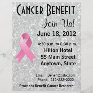Förmånen för bröstcancermedvetenhet hos Grått Blom Reklamblad