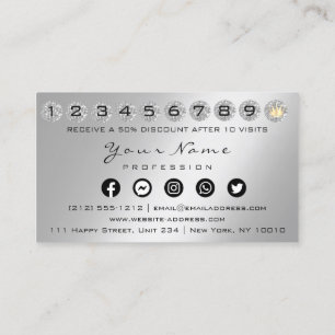 Förmånskort 10 Slår Krona QR Logotyp Photo Silver Visitkort