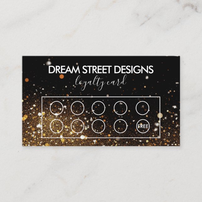 Förmånskort för Faux Glitter Guld & Black Anpassni Visitkort (Framsida)
