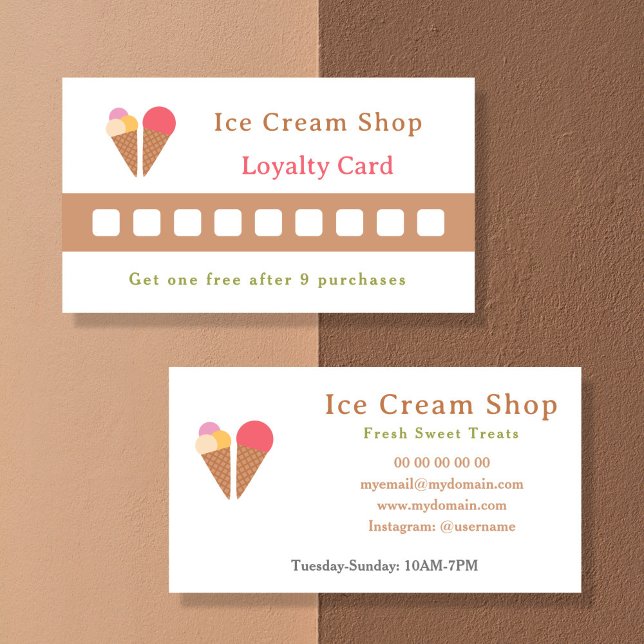 Förmånskort för iskrämer visitkort (Ice Cream Loyalty Card)