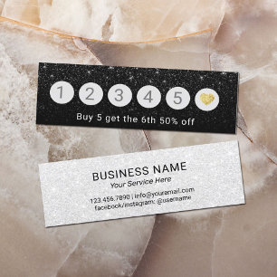 Förmånskort   Modern Black Glitter 6 Slår Lojalitetskort