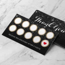 Förmånskort | Modern Black Glitter Beauty Salon Lojalitetskort