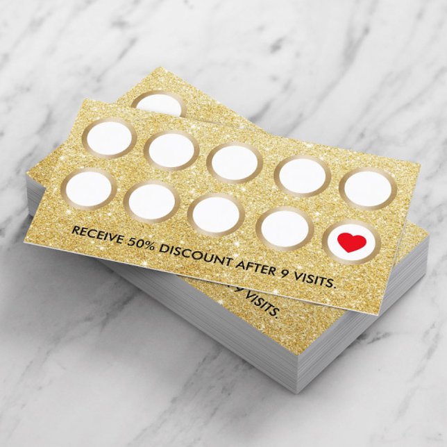 Förmånskort | Modern Guld Glitter Beauty Salon Lojalitetskort (Skapare uppladdad)