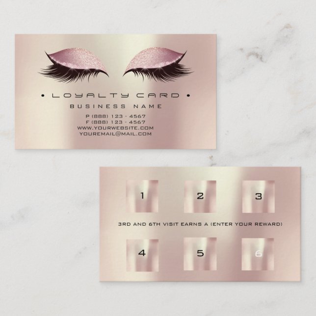 Förmånskortets skönhetssalon makeup Powder Ro Rosa Lojalitetskort (Fram/baksida)