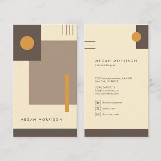 formas geometria bauhaus retro marrón beige visitkort