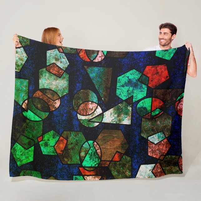 Formas geométricas oegentares e textura deformada fleecefilt (På plats)