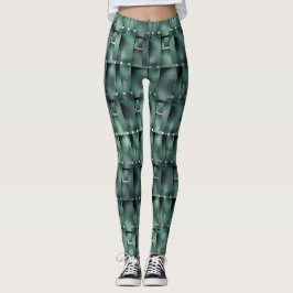 Formas retangulares na cor verde e manchas cinza leggings