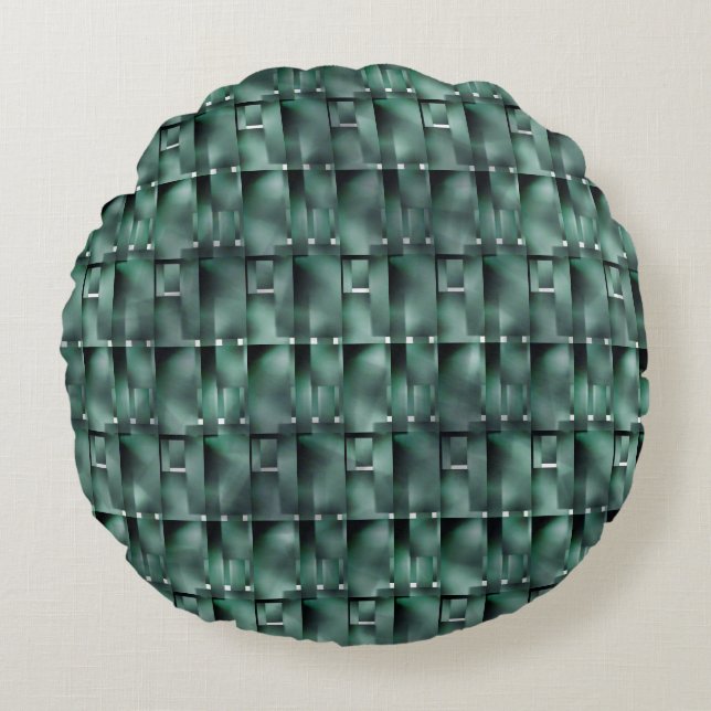 Formas retangulares na cor verde e manchas escuras rund kudde (Framsidan)