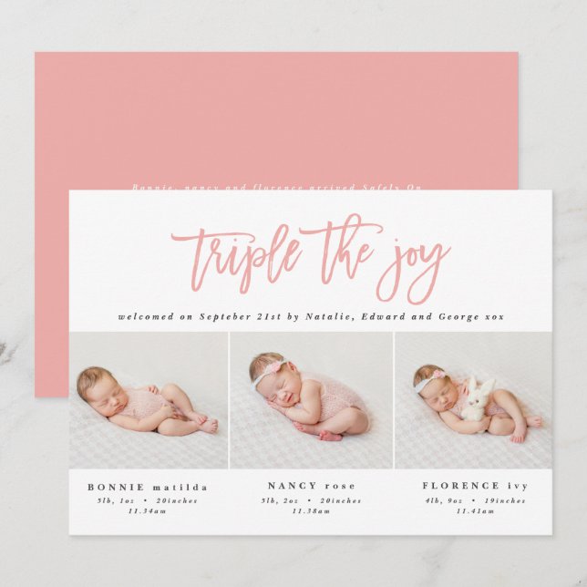 Förmedling av modern triplet-födsel med flera foto meddelande (Fram/baksida)