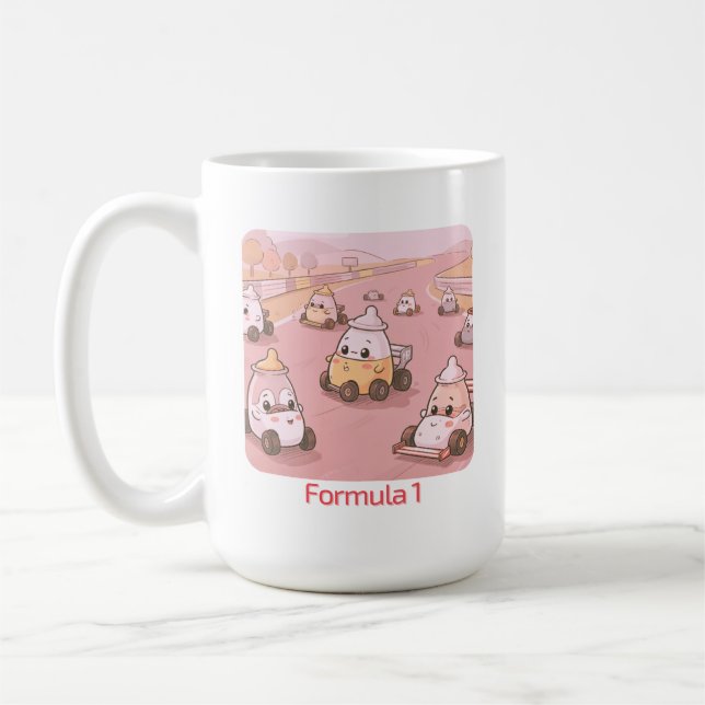 Formel 1 Babyflaska Racingbil Söt Tecknad  Kaffemugg (Vänster)
