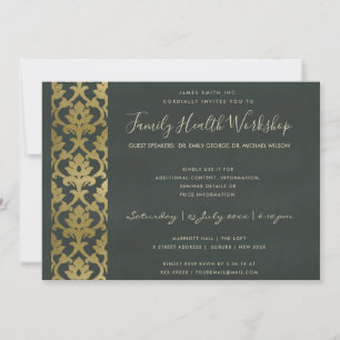 FORMEL FAUX GULD BLACK DAMASK WORKSHOP-HÄNDELSE INBJUDNINGAR