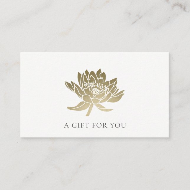 FORMEL FAUX GULD LOTUS BLOMMIGT GIFT CERTIFICATE VISITKORT (Framsida)