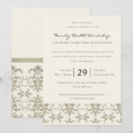 FORMEL FAUX SILVER DAMASK CLASSIC WORKSHOP-HÄNDELS INBJUDNINGAR