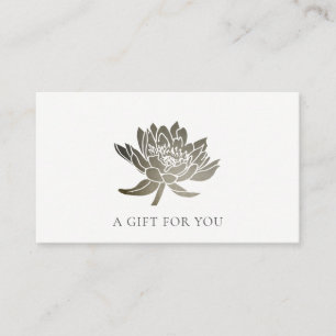 FORMEL FAUX SILVER LOTUS BLOMMIGT GIFT CERTIFICATE VISITKORT