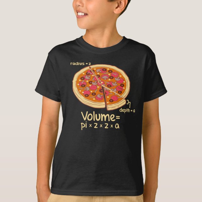 Formel = Pi*z*z*a för Pizzavolym matematisk T-shirt (Framsida)