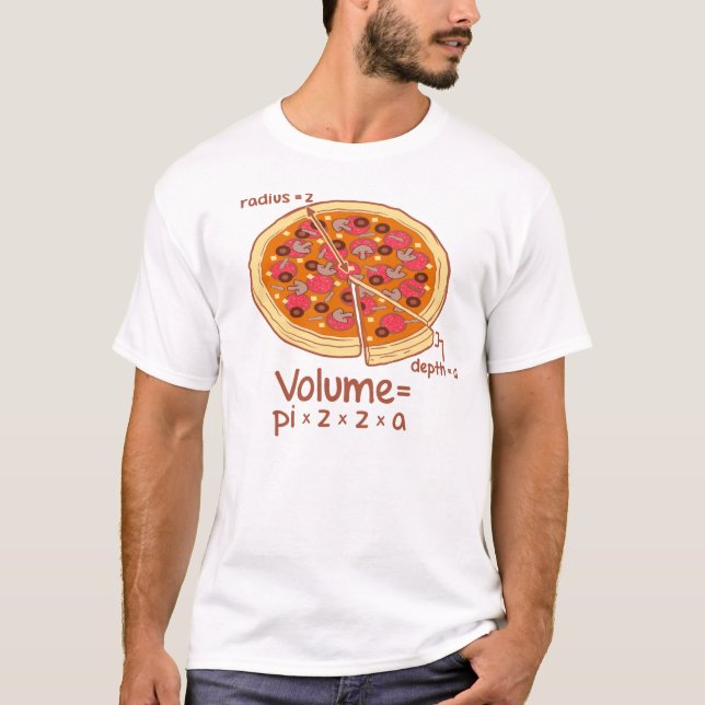 Formel = Pi*z*z*a för Pizzavolym matematisk Tee Shirt (Framsida)