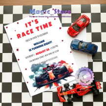 Formel Racingbil Röd Rök Stjärnor F1 Födelsedag