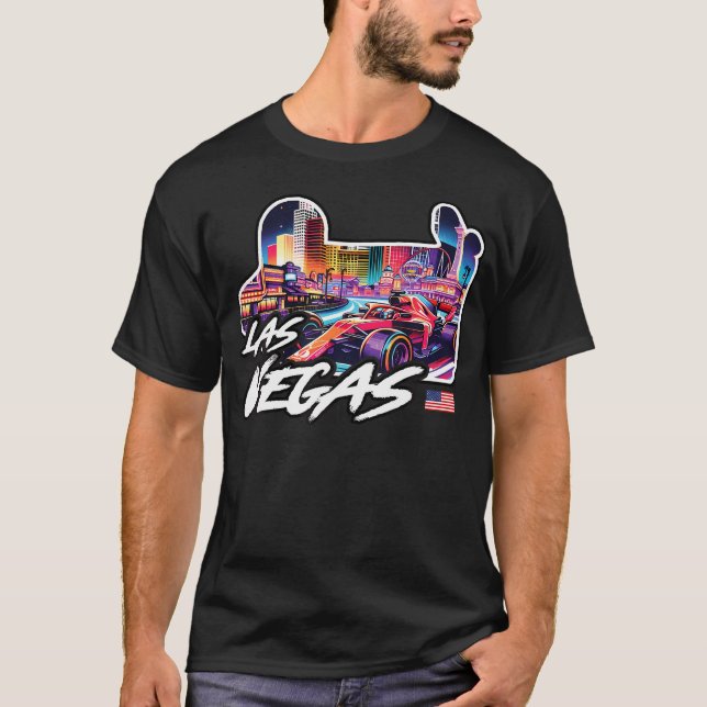 Formel Tävla Las Vegas Open Wheel Car Circuit US T Shirt (Framsida)
