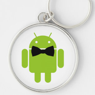 Formell android Robot Icon Graphic Rund Silverfärgad Nyckelring