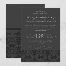 FORMELL BLACK GRÅTT DAMASK CLASSIC WORKSHOP-HÄNDEL INBJUDNINGAR