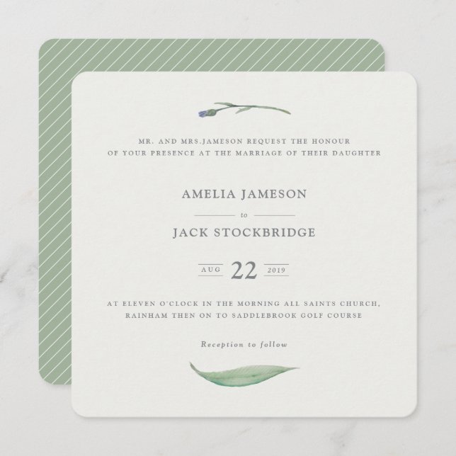 FORMELL BLOMMIGT INBJUDNINGAR (Fram/baksida)