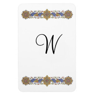 Formell Blommigt med Guld Anpassningsbar Monogram Magnet