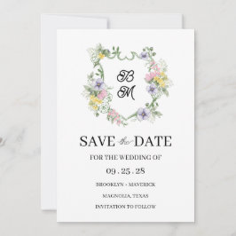 Formell blomster monogram vapensköld bröllop