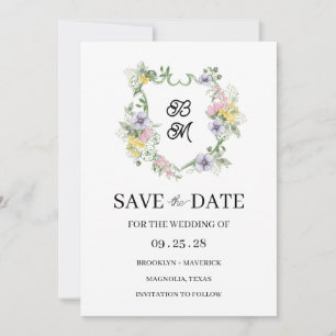Formell blomster monogram vapensköld bröllop