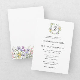 Formell blomster monogram vapensköld bröllop inbjudningar
