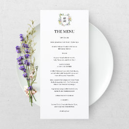 Formell blomster monogram vapensköld bröllop meny