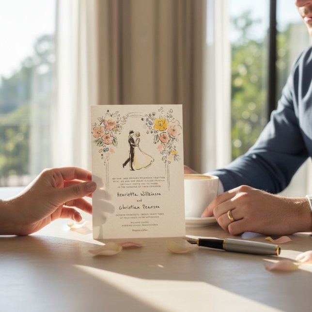 Formell blomsterbåge för brudpar Vattenfärg Bröllo (Skapare uppladdad)