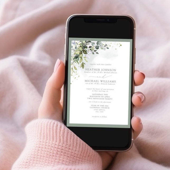 Formell botanisk Greenery-Blommigt vattenfärg Inbjudningar (Skapare uppladdad)