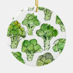 Formell broccoli - julgransprydnad keramik