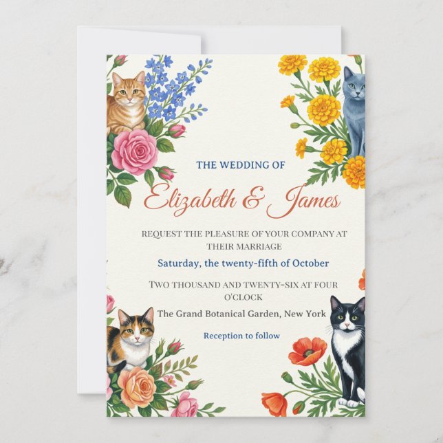 Formell Bröllop Elizabeth & James Inbjudningar (Framsida)