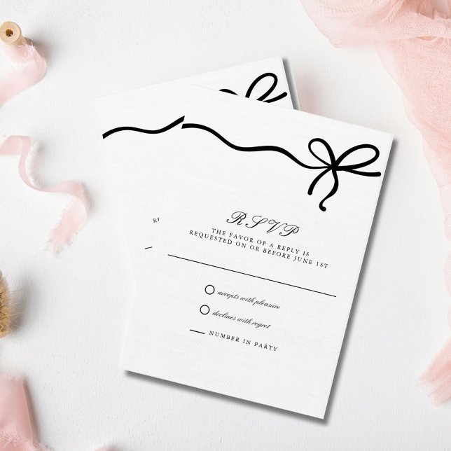 Formell Bröllop OSA för elegantens coquette-fält Kort (Elegant Coquette Bow Formal Wedding RSVP Card)