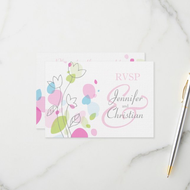 Formell bröllop OSA för moderna blomblad Kort (Fram/Back In Situ)