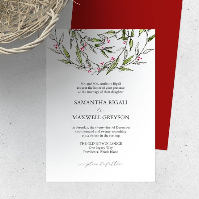 Formell bröllopsinbjudan Botanical Grey Inbjudningar (Formal wedding invitations botanical greenery art by Victoria Grigaliunas of Do Tell A Belle)